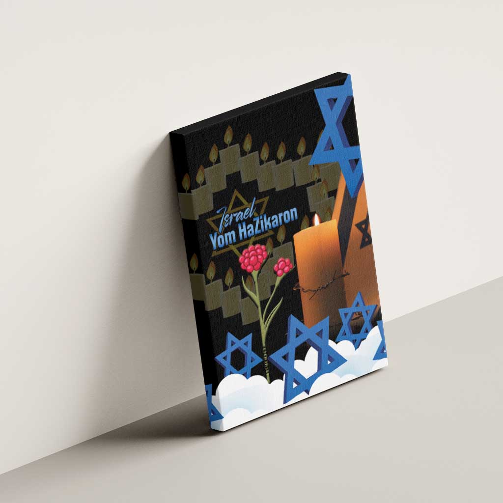 Israel Memorial Day Canvas Wall Art Red Everlasting Flower With Candle Light