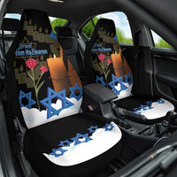 Israel Memorial Day Car Seat Cover Red Everlasting Flower With Candle Light