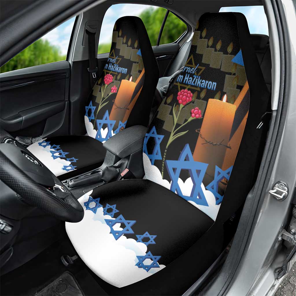 Israel Memorial Day Car Seat Cover Red Everlasting Flower With Candle Light