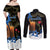 Israel Memorial Day Couples Matching Off Shoulder Maxi Dress and Long Sleeve Button Shirt Red Everlasting Flower With Candle Light