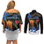 Israel Memorial Day Couples Matching Off Shoulder Short Dress and Long Sleeve Button Shirt Red Everlasting Flower With Candle Light