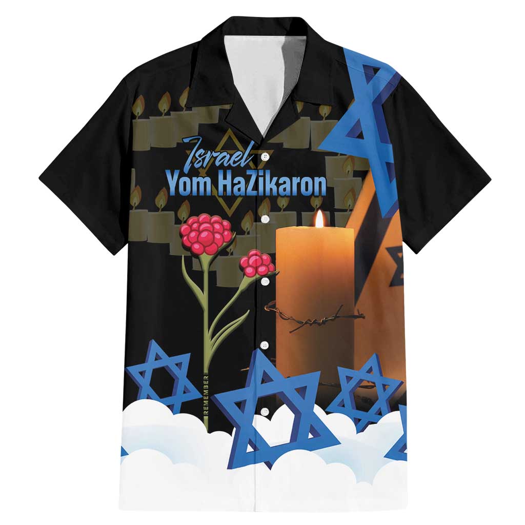 Israel Memorial Day Family Matching Mermaid Dress and Hawaiian Shirt Red Everlasting Flower With Candle Light