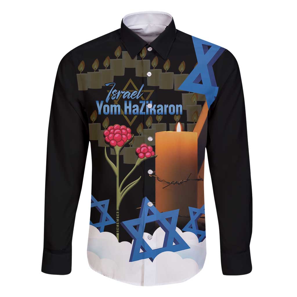 Israel Memorial Day Family Matching Mermaid Dress and Hawaiian Shirt Red Everlasting Flower With Candle Light