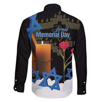 Israel Memorial Day Family Matching Mermaid Dress and Hawaiian Shirt Red Everlasting Flower With Candle Light