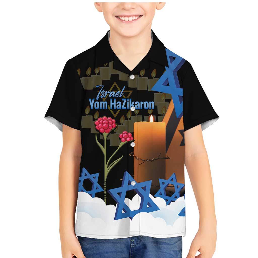 Israel Memorial Day Family Matching Mermaid Dress and Hawaiian Shirt Red Everlasting Flower With Candle Light