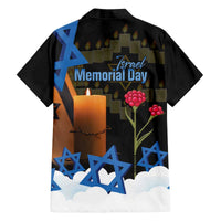 Israel Memorial Day Family Matching Off The Shoulder Long Sleeve Dress and Hawaiian Shirt Red Everlasting Flower With Candle Light