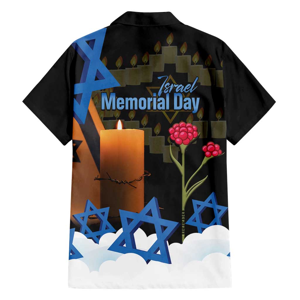 Israel Memorial Day Family Matching Off Shoulder Maxi Dress and Hawaiian Shirt Red Everlasting Flower With Candle Light