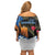 Israel Memorial Day Family Matching Off Shoulder Short Dress and Hawaiian Shirt Red Everlasting Flower With Candle Light