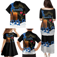 Israel Memorial Day Family Matching Puletasi and Hawaiian Shirt Red Everlasting Flower With Candle Light