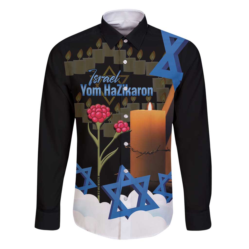 Israel Memorial Day Family Matching Puletasi and Hawaiian Shirt Red Everlasting Flower With Candle Light