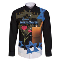 Israel Memorial Day Family Matching Short Sleeve Bodycon Dress and Hawaiian Shirt Red Everlasting Flower With Candle Light