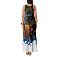 Israel Memorial Day Family Matching Tank Maxi Dress and Hawaiian Shirt Red Everlasting Flower With Candle Light