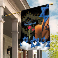 Israel Memorial Day Garden Flag Red Everlasting Flower With Candle Light