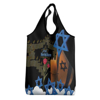 Israel Memorial Day Grocery Bag Red Everlasting Flower With Candle Light