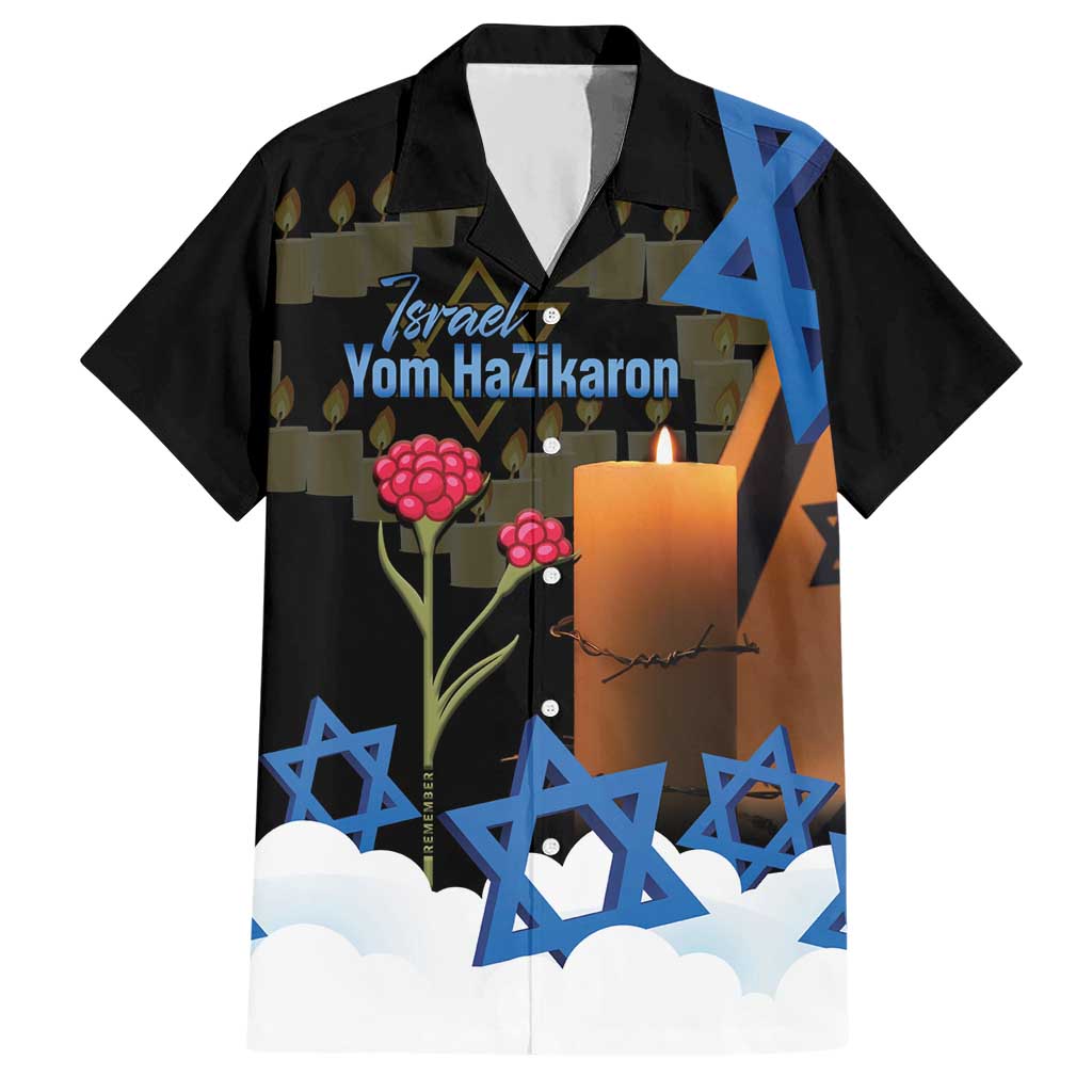 Israel Memorial Day Hawaiian Shirt Red Everlasting Flower With Candle Light