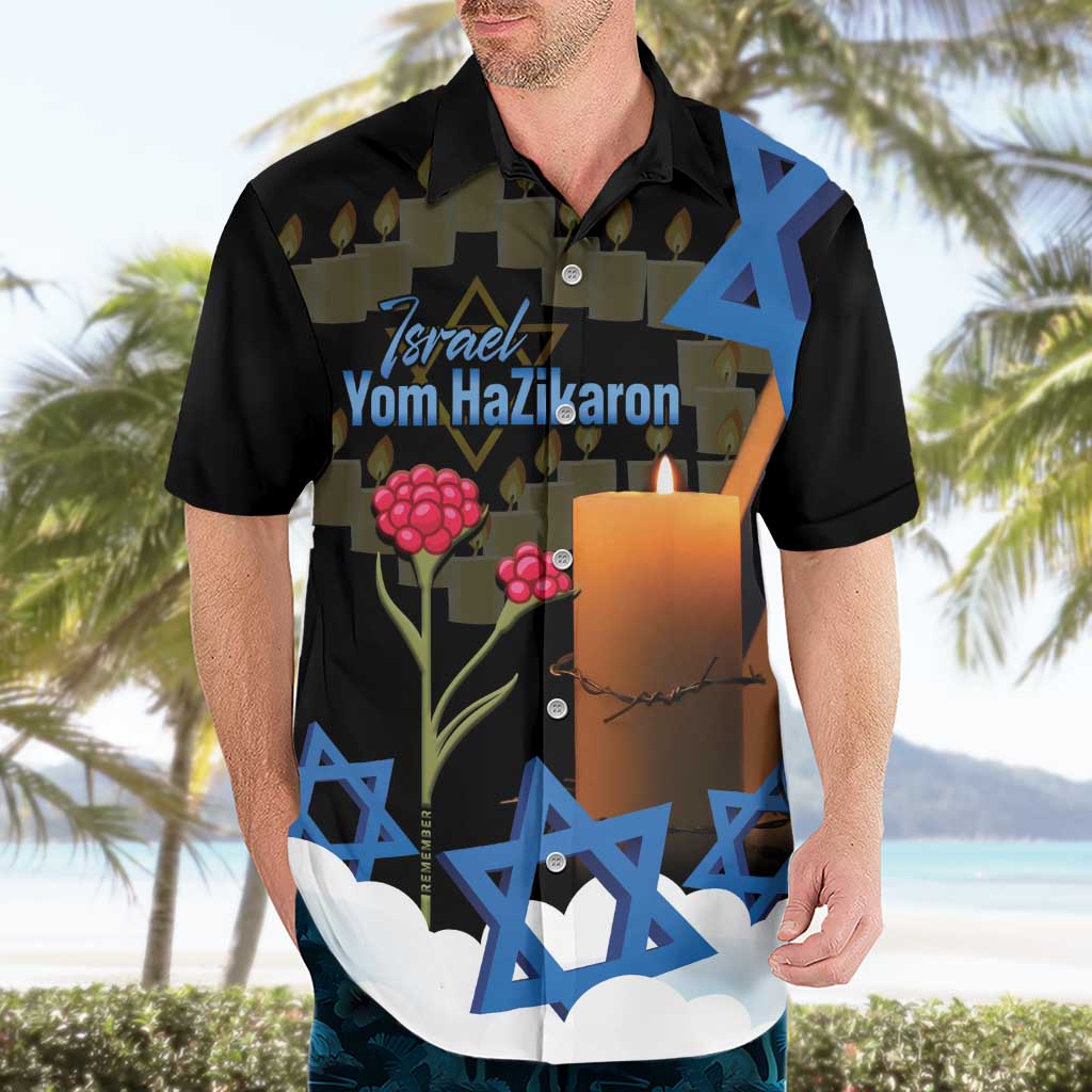 Israel Memorial Day Hawaiian Shirt Red Everlasting Flower With Candle Light
