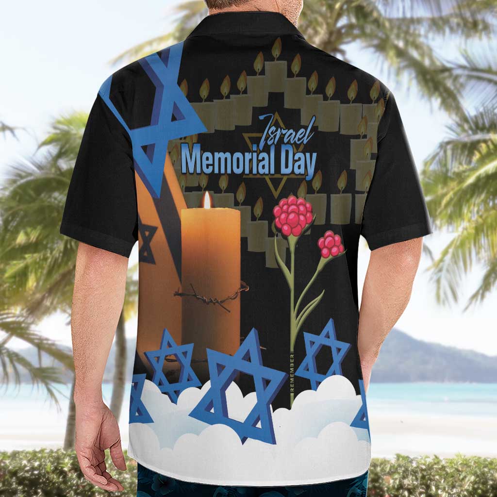 Israel Memorial Day Hawaiian Shirt Red Everlasting Flower With Candle Light