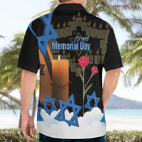 Israel Memorial Day Hawaiian Shirt Red Everlasting Flower With Candle Light