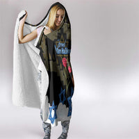 Israel Memorial Day Hooded Blanket Red Everlasting Flower With Candle Light