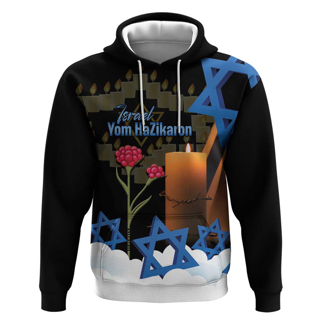 Israel Memorial Day Hoodie Red Everlasting Flower With Candle Light