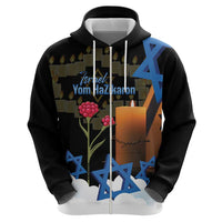Israel Memorial Day Hoodie Red Everlasting Flower With Candle Light