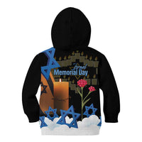 Israel Memorial Day Kid Hoodie Red Everlasting Flower With Candle Light