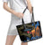 Israel Memorial Day Leather Tote Bag Red Everlasting Flower With Candle Light