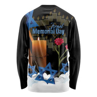 Israel Memorial Day Long Sleeve Shirt Red Everlasting Flower With Candle Light