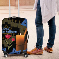 Israel Memorial Day Luggage Cover Red Everlasting Flower With Candle Light