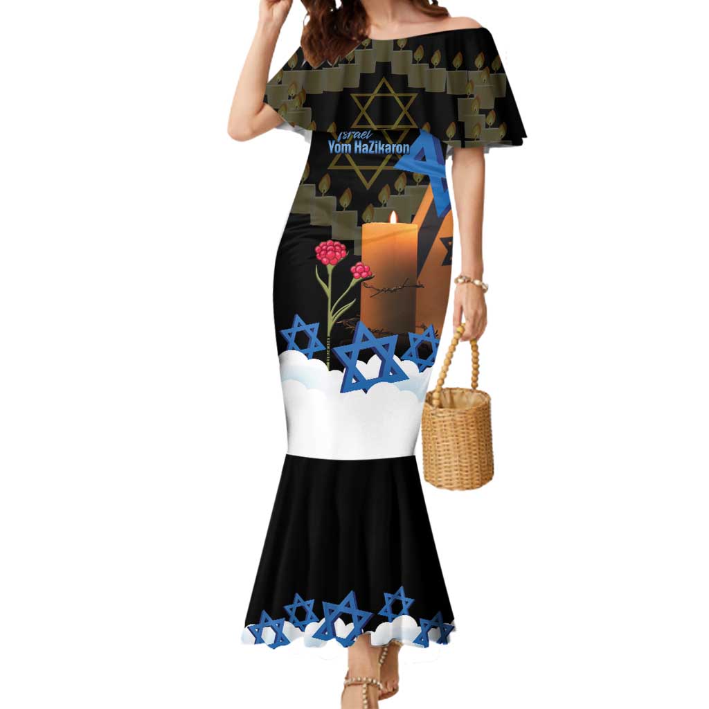 Israel Memorial Day Mermaid Dress Red Everlasting Flower With Candle Light