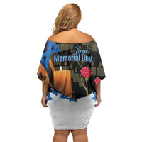 Israel Memorial Day Off Shoulder Short Dress Red Everlasting Flower With Candle Light