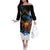 Israel Memorial Day Off The Shoulder Long Sleeve Dress Red Everlasting Flower With Candle Light