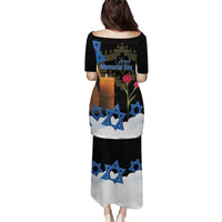 Israel Memorial Day Puletasi Red Everlasting Flower With Candle Light