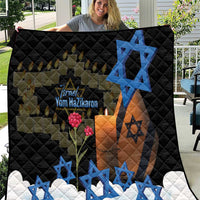 Israel Memorial Day Quilt Red Everlasting Flower With Candle Light