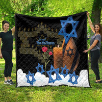 Israel Memorial Day Quilt Red Everlasting Flower With Candle Light