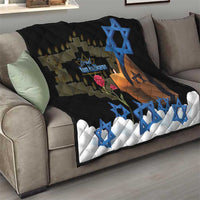 Israel Memorial Day Quilt Red Everlasting Flower With Candle Light