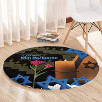 Israel Memorial Day Round Carpet Red Everlasting Flower With Candle Light
