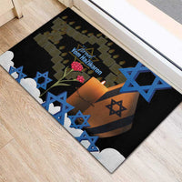 Israel Memorial Day Rubber Doormat Red Everlasting Flower With Candle Light