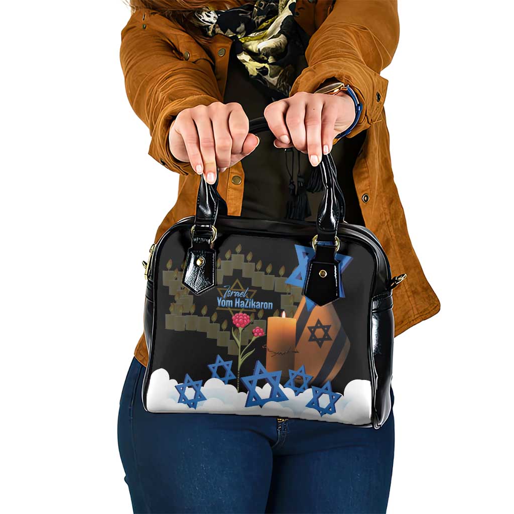 Israel Memorial Day Shoulder Handbag Red Everlasting Flower With Candle Light