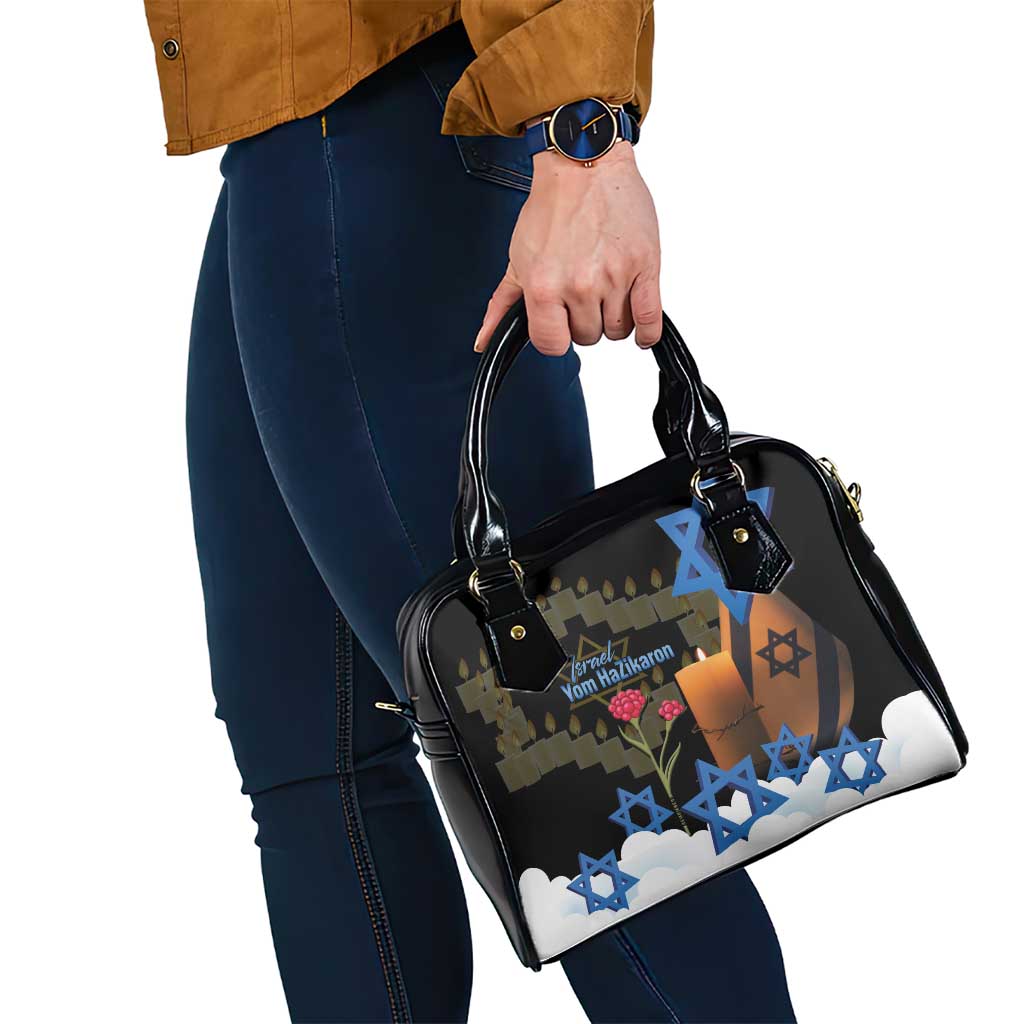 Israel Memorial Day Shoulder Handbag Red Everlasting Flower With Candle Light