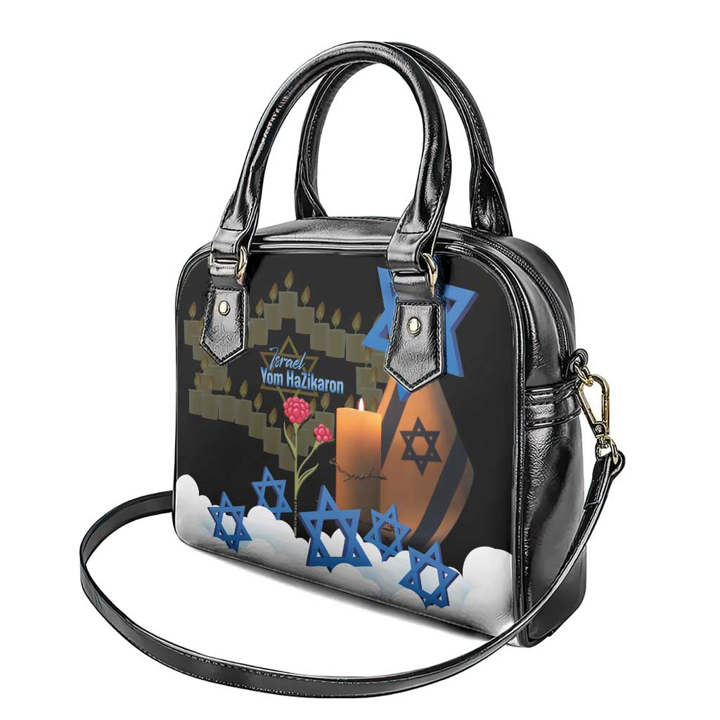 Israel Memorial Day Shoulder Handbag Red Everlasting Flower With Candle Light