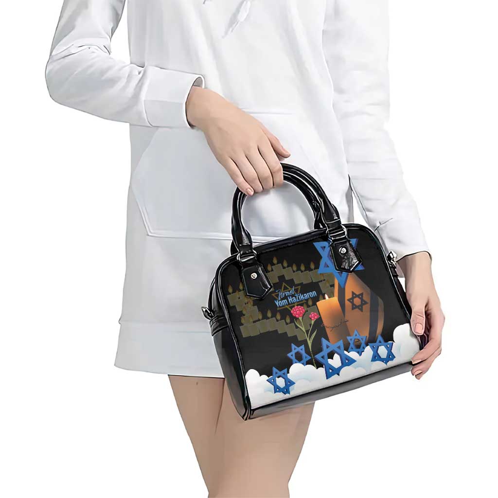Israel Memorial Day Shoulder Handbag Red Everlasting Flower With Candle Light