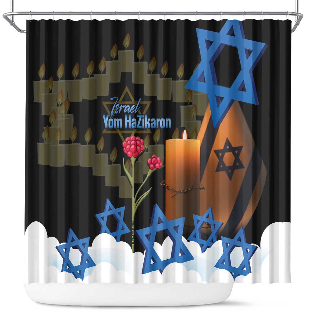 Israel Memorial Day Shower Curtain Red Everlasting Flower With Candle Light