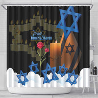 Israel Memorial Day Shower Curtain Red Everlasting Flower With Candle Light