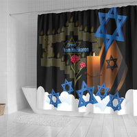 Israel Memorial Day Shower Curtain Red Everlasting Flower With Candle Light