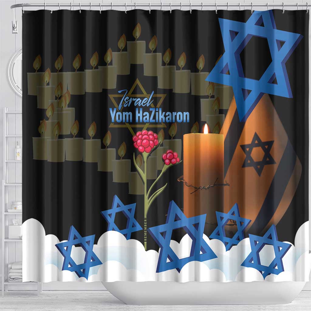 Israel Memorial Day Shower Curtain Red Everlasting Flower With Candle Light