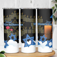 Israel Memorial Day Skinny Tumbler Red Everlasting Flower With Candle Light