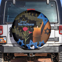Israel Memorial Day Spare Tire Cover Red Everlasting Flower With Candle Light