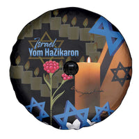 Israel Memorial Day Spare Tire Cover Red Everlasting Flower With Candle Light