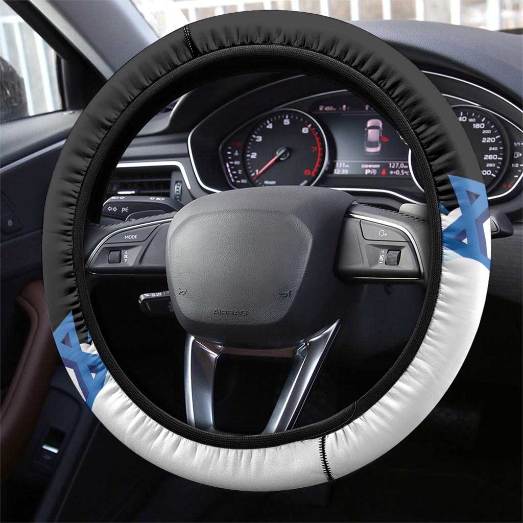 Israel Memorial Day Steering Wheel Cover Red Everlasting Flower With Candle Light